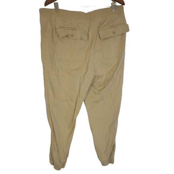 Casual Khaki Beige Green Sz XXL Casual Chino elastic waist / cuff cropped pants - Picture 4 of 4
